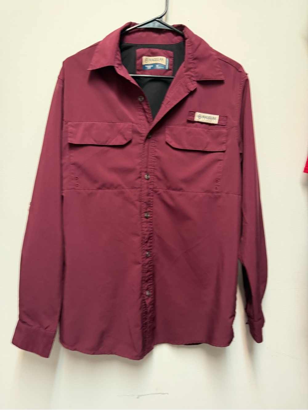 Magellan Outdoors Men's Button-Down Shirt in Burgundy
